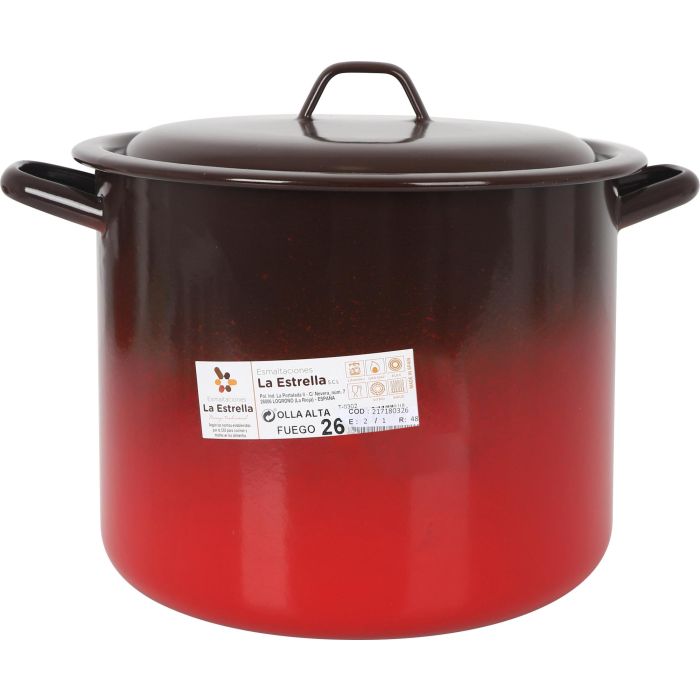 Olla Alta con Tapa 26 cm 11L Fuego La Estrella (2 Unidades)