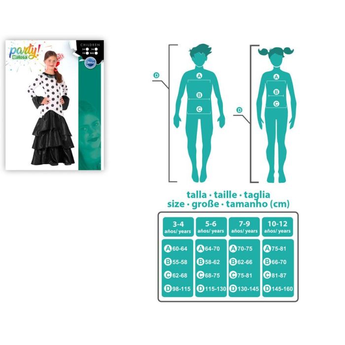 Disfraz Flamenca Sevillana Blanco Negro Niña Infantil 3-4 Años 3 Disfraz Flamenca Sevillana Blanco Negro Niña Infantil 3-4 Años 3