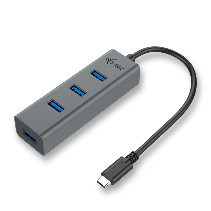 I-tec Hub USB-C con 4 Puertos USB 3.0 para Ordenador Portátil, Tablet y Teléfono Inteligente, Conexión Rápida de Datos y Carga