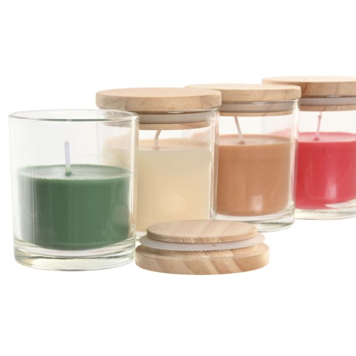 Vela Urban DKD Home Decor Crema Rojo 7 x 9 x 7 cm (12 Unidades) 1