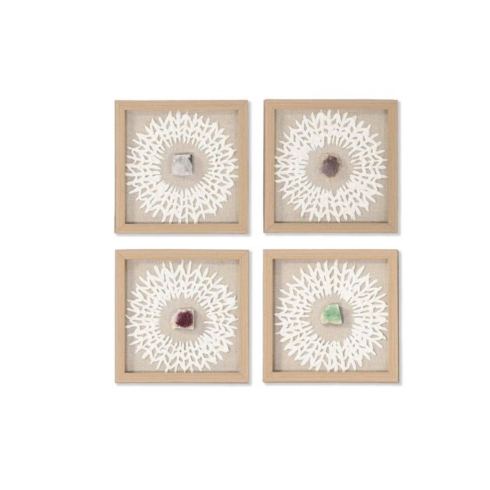 Cuadro Moderno DKD Home Decor Blanco Natural 2 x 22 x 22 cm Set de 4