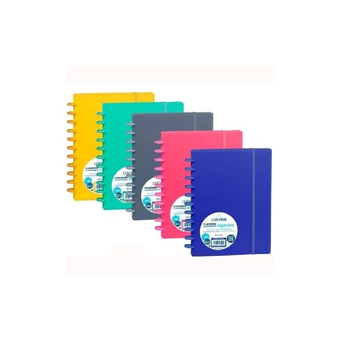 Carchivo cuaderno ingeniox espiral a5 100h c/separadores extraíbles cuadrícula 5x5 tapas pp semi-rígido cierre c/goma mostaza intense