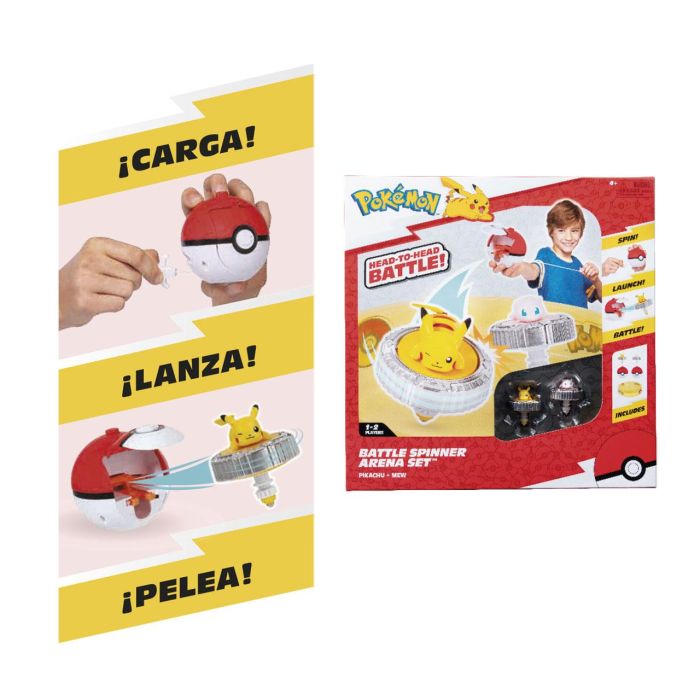 Pokemon Estadio Arena De Combate Battle Spinner. Incluye Pokeball Lanzadora,2 Battle Spinner Uno De Pikachu Y Otra Figura Exclusiva. 2