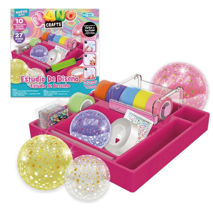 Estudio de diseño nano crafts. crea tus diseños unicos. incluye 10 bolsas de confeti 8 rollos de cinta en varios colores. Estudio de diseño nano crafts. crea tus diseños unicos. incluye 10 bolsas de confeti 8 rollos de cinta en varios colores.