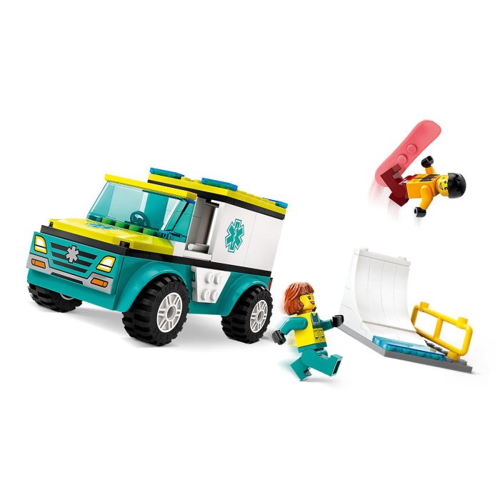 Ambulancia Emergencias Y Chico Snowboard Lego City 60403 1