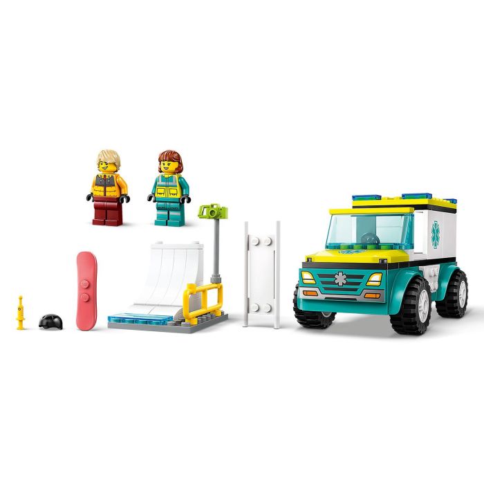 Ambulancia Emergencias Y Chico Snowboard Lego City 60403 2