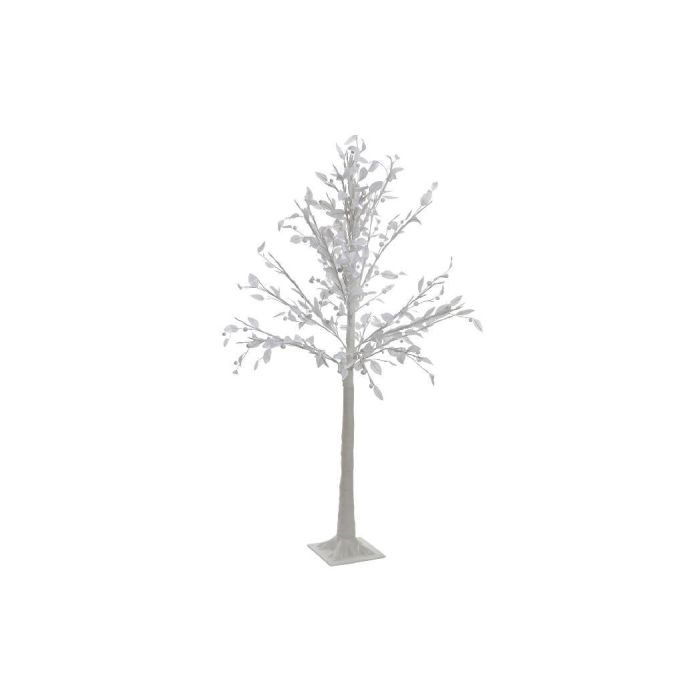 DKD Home Decor Árbol de Navidad con 200 LEDs Blanco Estilo Moderno PVC 150 cm Alto Colección White Forest