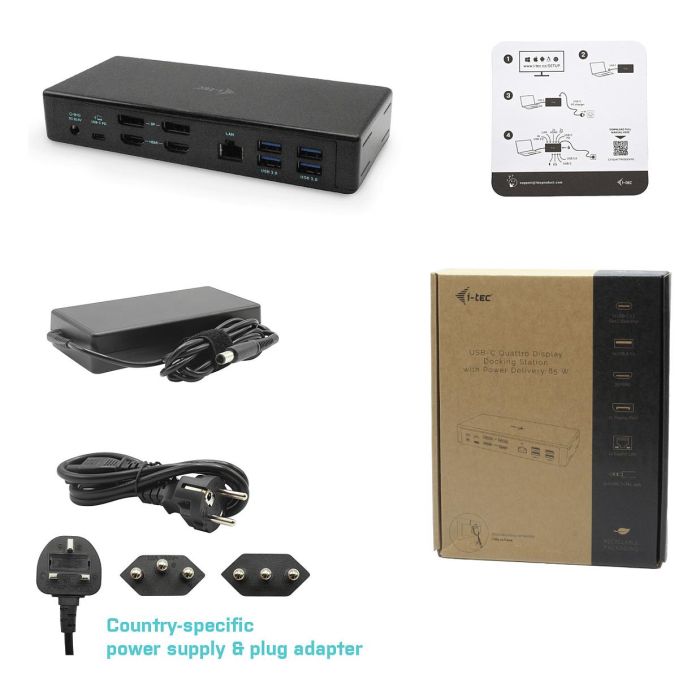 Hub USB i-Tec C31QUATTRODOCKPD Negro 13