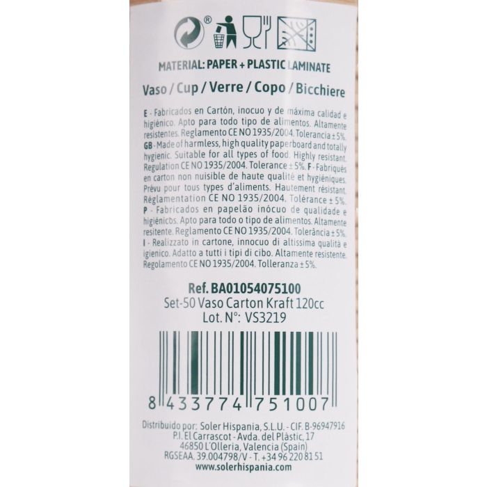 Set de Vasos Algon Cartón Desechables 120 ml 5