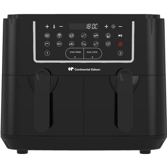 Freidora de aire sin aceite CONTINENTAL EDISON - RFRSH24002CB - 9 L - Bandejas dobles - 2400W - Negra Freidora de aire sin aceite CONTINENTAL EDISON - RFRSH24002CB - 9 L - Bandejas dobles - 2400W - Negra