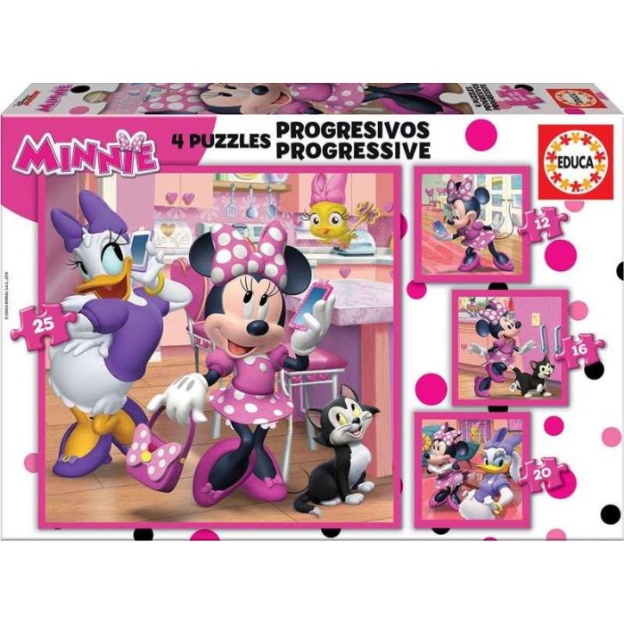 Educa Puzzles Progresivos Minnie Happy Helpers 12-16-20-25 Piezas Edad 3-5 Años 4