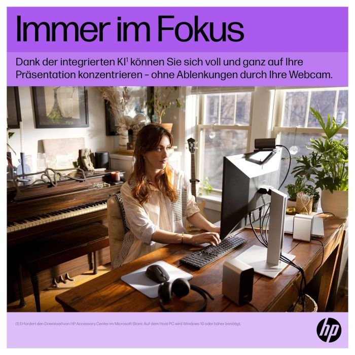 HP 965 Cámara Web Streaming 4K 8 MP, 3840 x 2160 Pixeles, USB 5