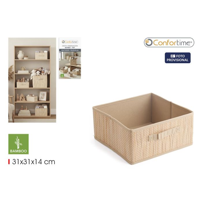 Confortime Cesta de Ordenación Bambú/TNT 31x31x14 cm (12 Unidades)