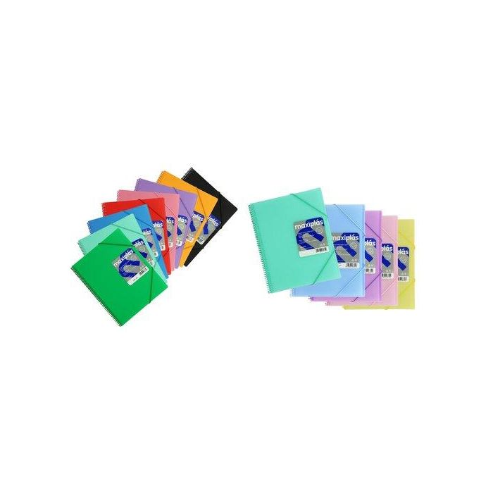 Grafoplás Carpeta Maxiplás en Espiral con Gomas, Incluye 30 Fundas Taladradas A4, Azul