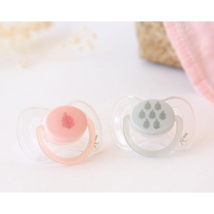 Set 2 Chupetes Ortodónticos En Rosa y Gris Set 2 Chupetes Ortodónticos En Rosa y Gris