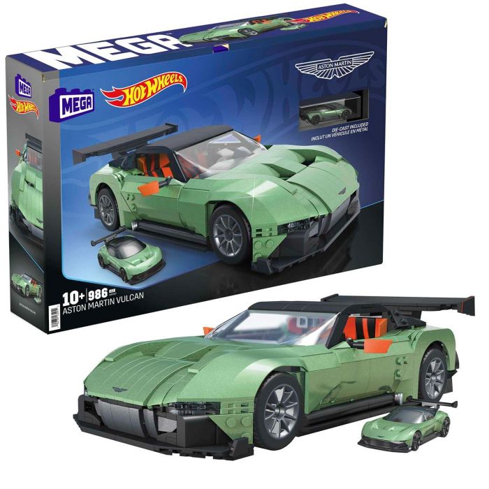 Coche aston martin vulcan hot wheels de construccion con 986 bloques. escala 1:15