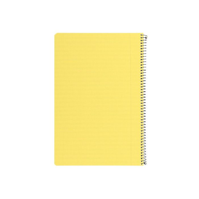 Cuaderno Espiral Liderpapel Folio Pautaguia Tapa Plastico 80H 75 gr Cuadro Pautado 3 mm Con Margen Color Amarillo 1