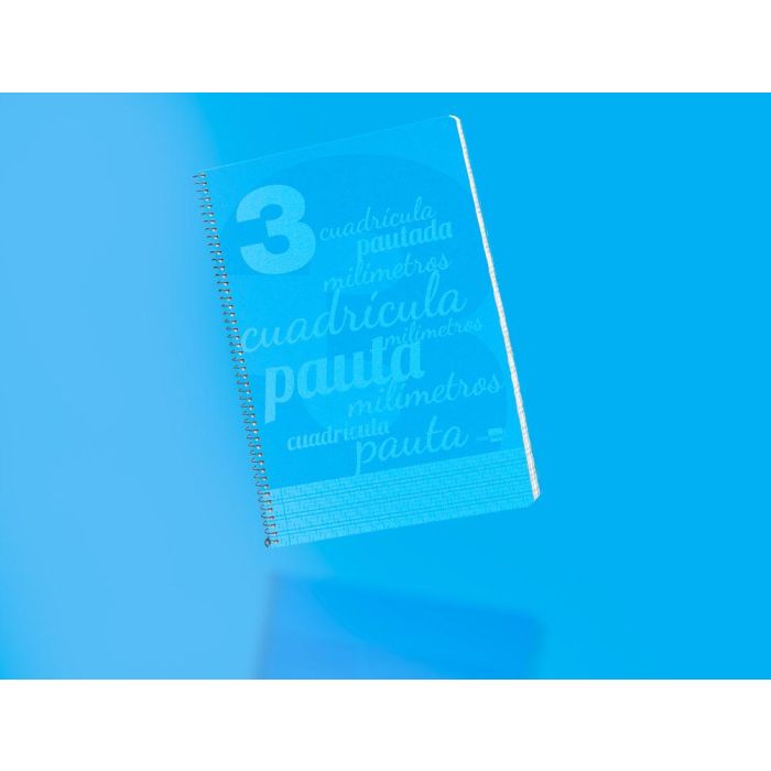 Cuaderno Espiral Liderpapel Folio Pautaguia Tapa Plastico 80H 75 gr Cuadro Pautado 3 mm Con Margen Color Azul 3