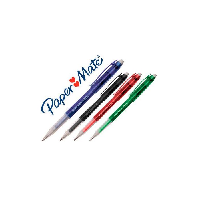 Boligrafo Paper Mate Erasable Gel Colores Surtidos Con Goma De Borrar 12 unidades