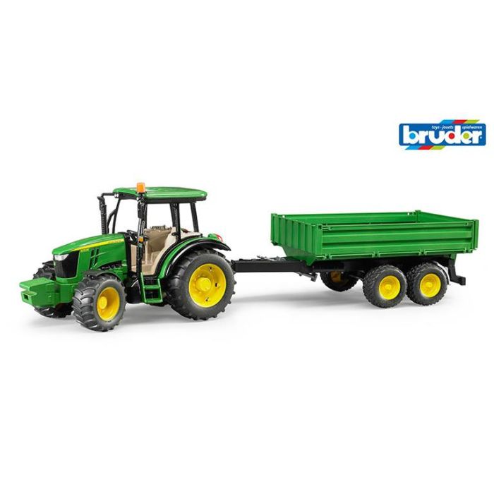 Tractor John Deere 5115M Con Pala Y Remolque 02108 Bruder