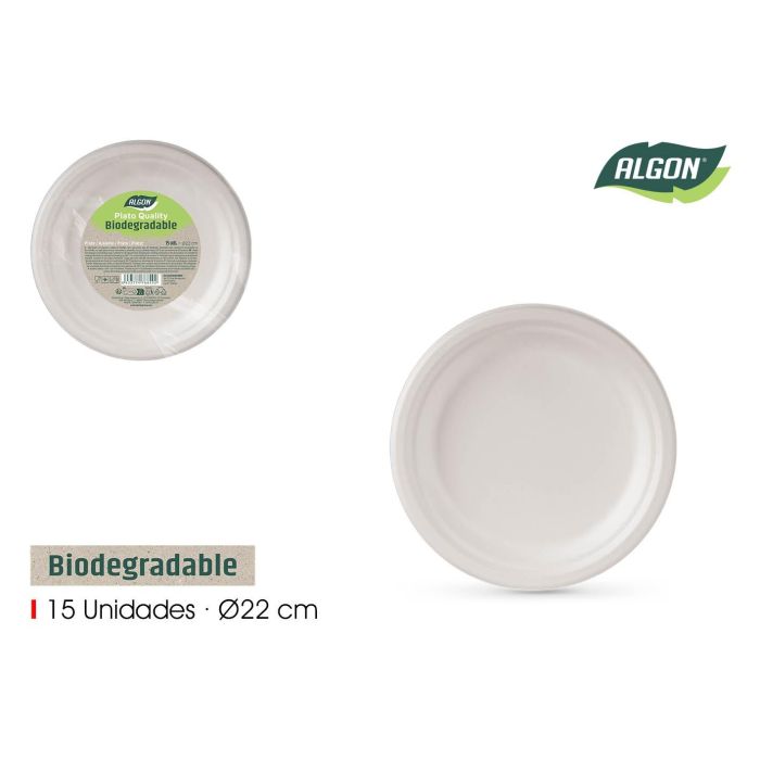 Inde Set de 15 Platos Biodegradables Quality Algon 22 cm (24 Unidades) Inde Set de 15 Platos Biodegradables Quality Algon 22 cm (24 Unidades)