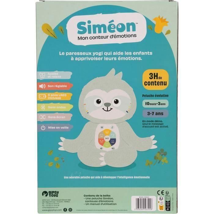 Peluche Parlante - Gipsy Toys - Siméon, el cuentacuentos de las emociones - 28cm - Verde Agua 2