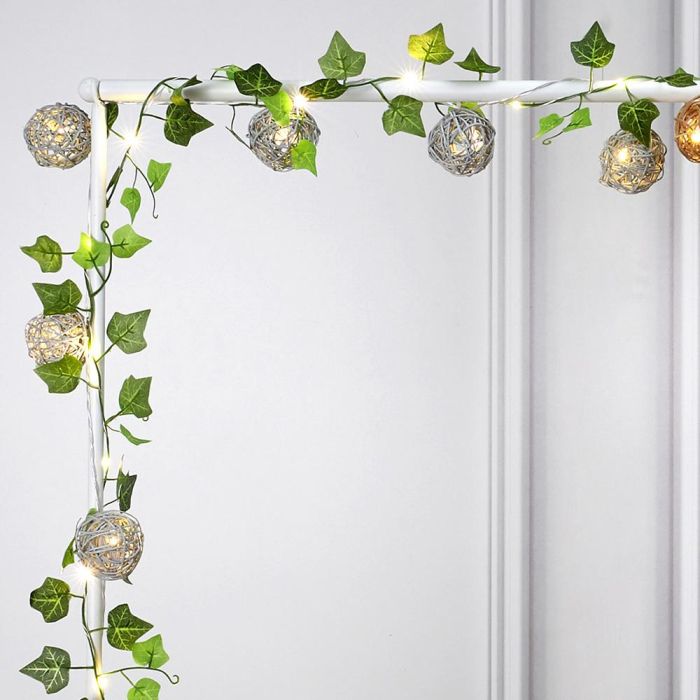 Home Deco Factory Guirnalda de 8 luces LED Ratán Gris, 2700K 5 Home Deco Factory Guirnalda de 8 luces LED Ratán Gris, 2700K 5