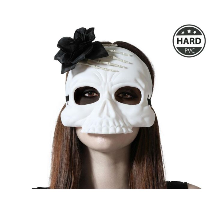 Máscara Blanca De Calavera Con Mano Para Halloween - Efecto Visual Inquietante