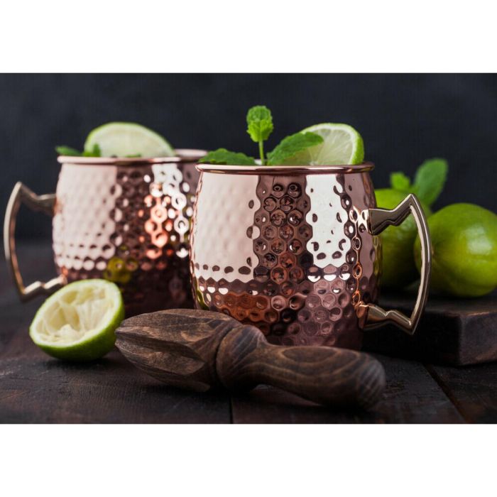 DKD Home Decor Mug Loft Cobrizo Dorado Set de 2 480ml Acero Inoxidable 3