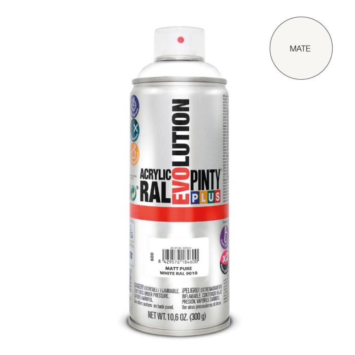 Pintura en spray pintyplus evolution 520 cc ral 9010 blanco puro mate