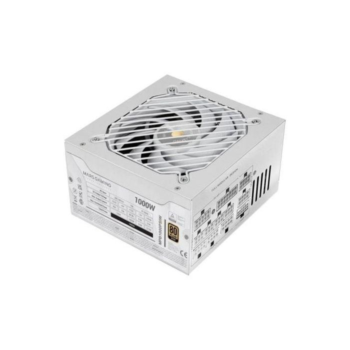 Mars Gaming MPB1000PSIW Fuente de Alimentación 1000W 80 Plus Gold Full Modular ATX 3.1 PCIe 5.1 Ventilador 140mm Blanca Mars Gaming MPB1000PSIW Fuente de Alimentación 1000W 80 Plus Gold Full Modular ATX 3.1 PCIe 5.1 Ventilador 140mm Blanca
