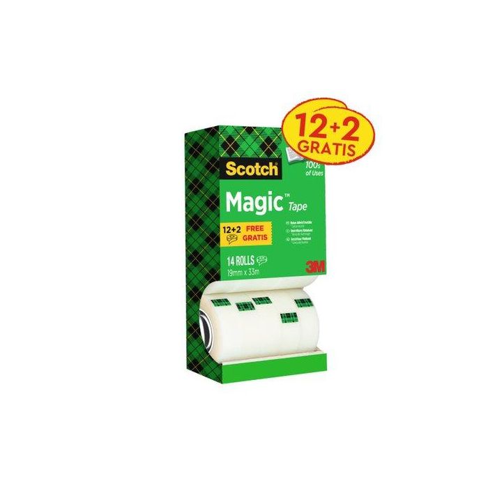 Cinta Adhesiva Scotch Magic Invisible Rollo 33X19 Pack De 14