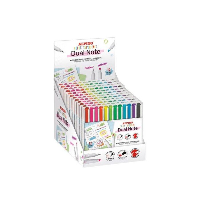 Alpino Rotuladores Dual Note Punta Fina Y Punta Biselada Estuche 12 Ud