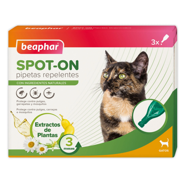 Beaphar Pipetas Repelentes para Gato 3x1 mL - Protección contra pulgas, garrapatas y mosquitos
