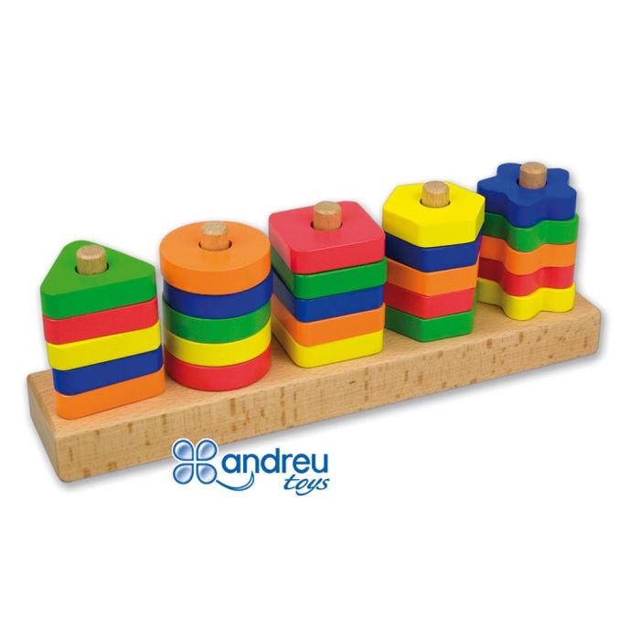 Juego Andreutoys Manipulacion 25 Piezas Geometricas + 12 Plantillas Doble Cara 32,8x19,2x7,1 cm 1