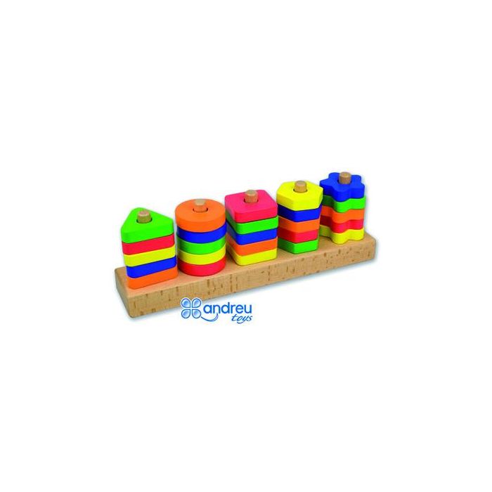 Juego Andreutoys Manipulacion 25 Piezas Geometricas + 12 Plantillas Doble Cara 32,8x19,2x7,1 cm