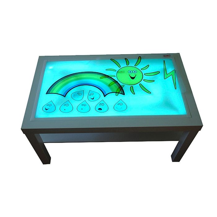 Mesa Con Luz Henbea Madera De Haya Superficie Metacrilato Blanco Y Luces Led 90x55X45 cm 1