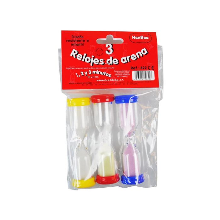 Reloj De Arena Henbea Plastico Resistente Marca De 1 A 3 Minutos 10x3 cm 1