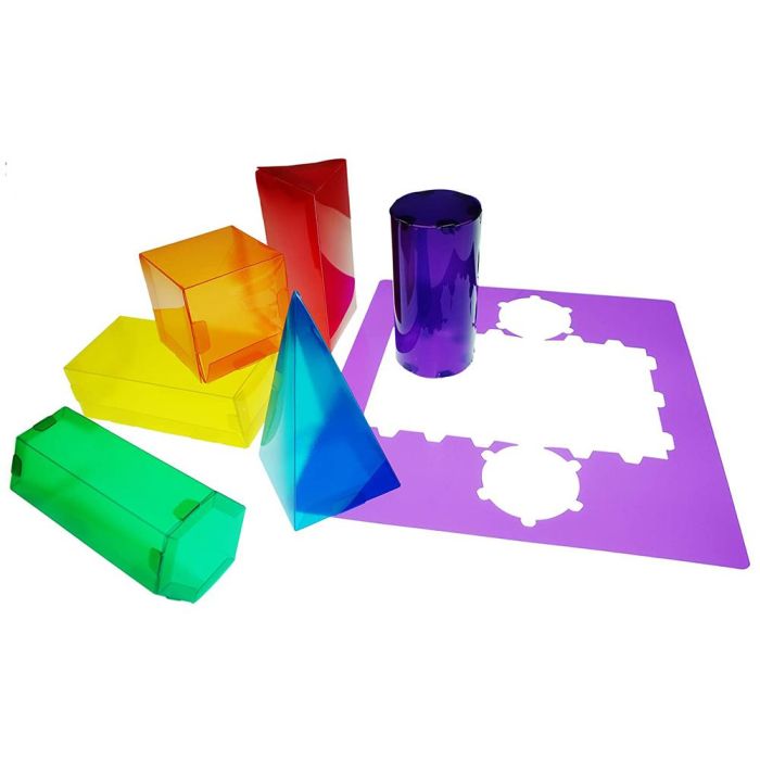 Juego Plantillas 3D Henbea Plastico Flexible Formas Geometricas Colores Translucidos 35x35 cm Set Con 1