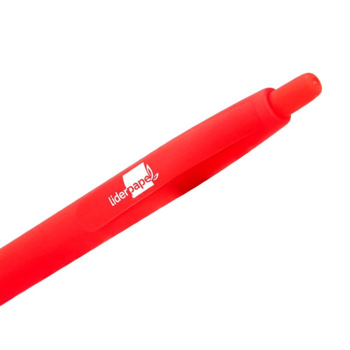 Boligrafo Liderpapel Gummy Touch Retractil 1,0 mm Tinta Roja 12 unidades 4