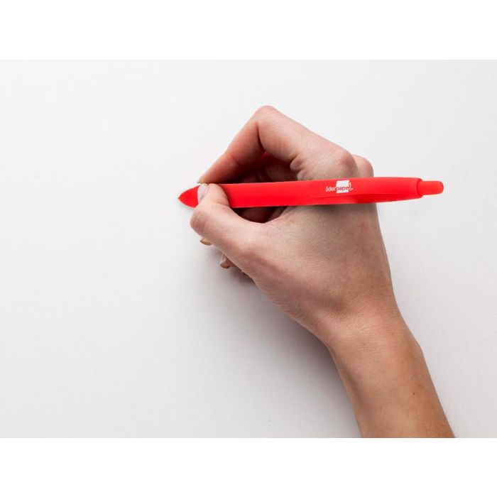 Boligrafo Liderpapel Gummy Touch Retractil 1,0 mm Tinta Roja 12 unidades 5