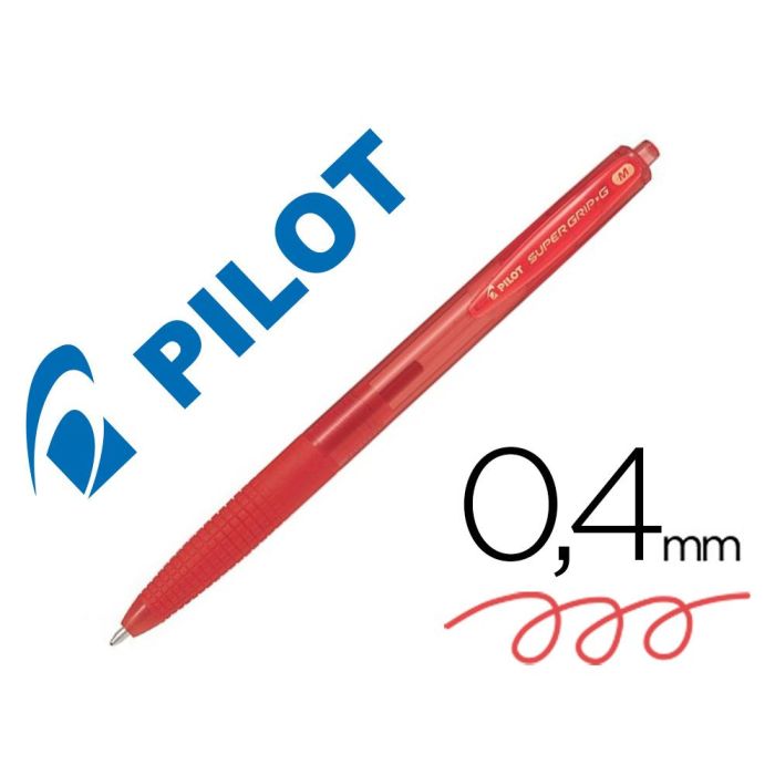 Boligrafo Pilot Super Grip G Rojo Retractil Sujecion De Caucho Tinta Base De Aceite 12 unidades