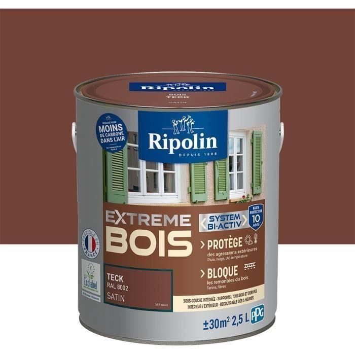 Pintura RIPOLIN para madera interior y exterior - para madera interior y exterior teca satinada, 2,5L 1