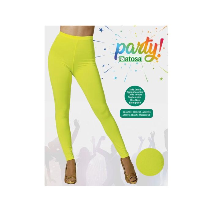 Leggings Amarillo Fluor Liso Adulto para Disfraces, Carnaval, Fiestas de Neón y Animaciones Escolares 1