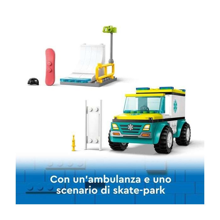 Juego de construccion ambulancia de emergencias y chico con snowboard lego city 4