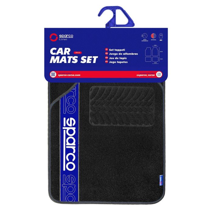 Set de Alfombrillas para Coche Sparco F510 Moqueta Universal Negro Azul 4 Piezas 2