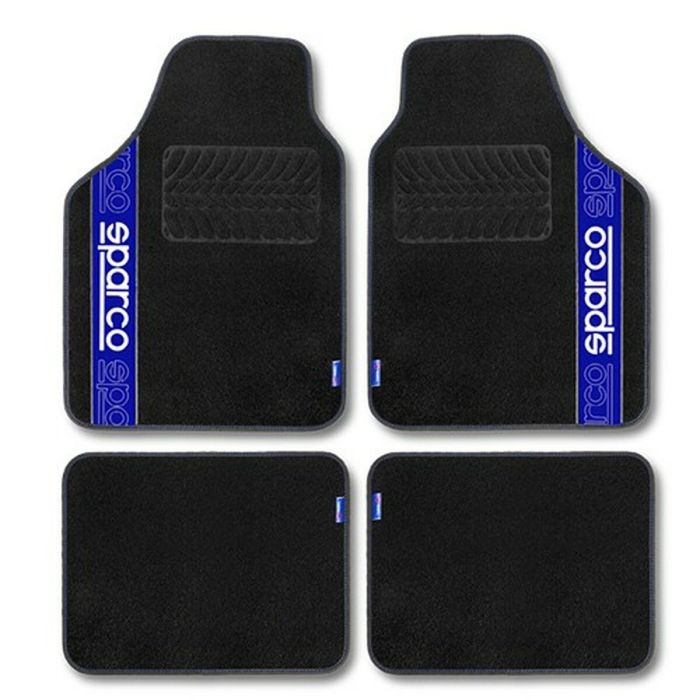 Set de Alfombrillas para Coche Sparco F510 Moqueta Universal Negro Azul 4 Piezas