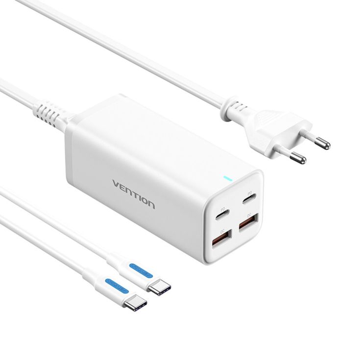 Cargador de Pared Vention FBSWG-EU/ 2xUSB Tipo-C + Cable USB Tipo-C/ 2xUSB/ 100W