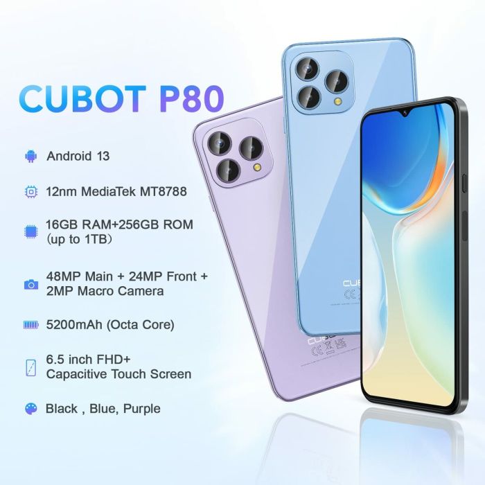 Smartphone Cubot P80 8 GB RAM 6,6" 256 GB Azul 1