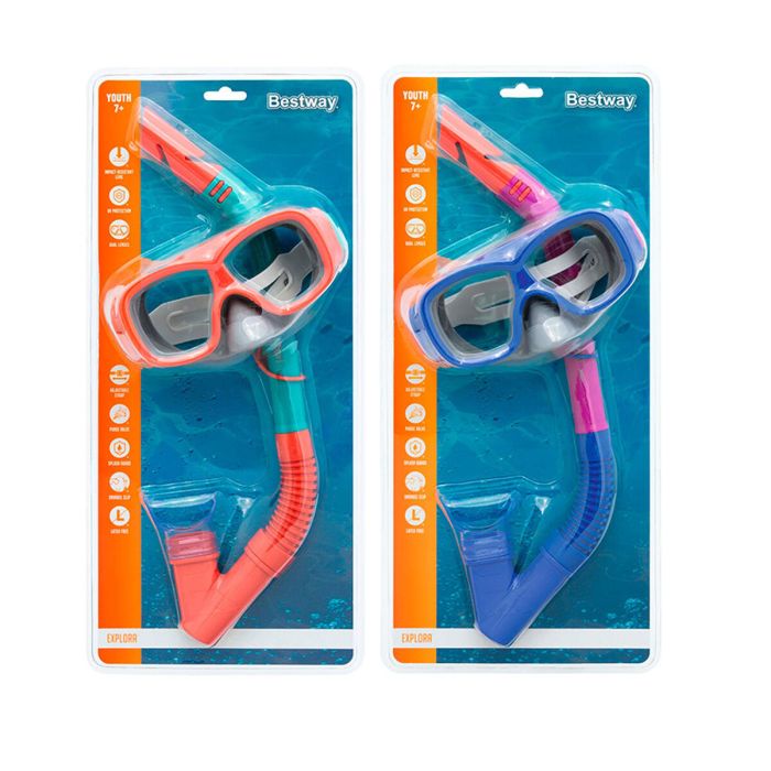 Gafas de Buceo con Tubo Infantiles Bestway Azul Naranja Multicolor 3